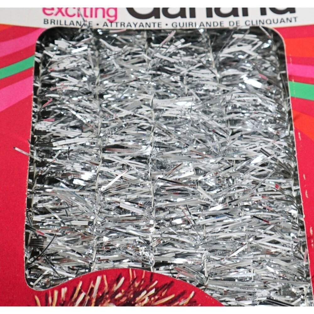 Vintage Christmas Tree Tinsel Garland Silver 24 Ft 1970's